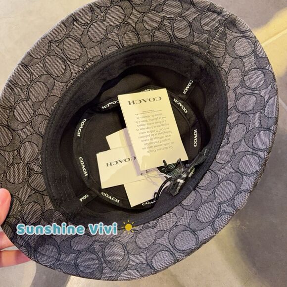 NWT COACH Unisex Signature Jacquard Bucket Hat CH401 Charcoal xs/s - Picture 6 of 9